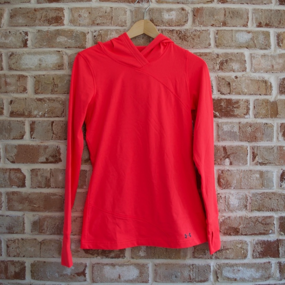 NWOT women's neon pink Under Armour coldgear fitted athletic hoodie, size S